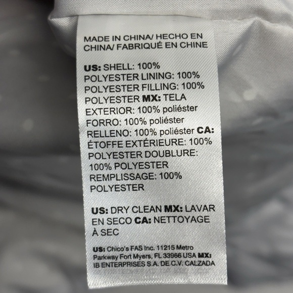 NWT Chico's Quilted Mandarin Collar Jacket Coat Frosted Gray 4 / US 20 / 22 - Picture 4 of 6